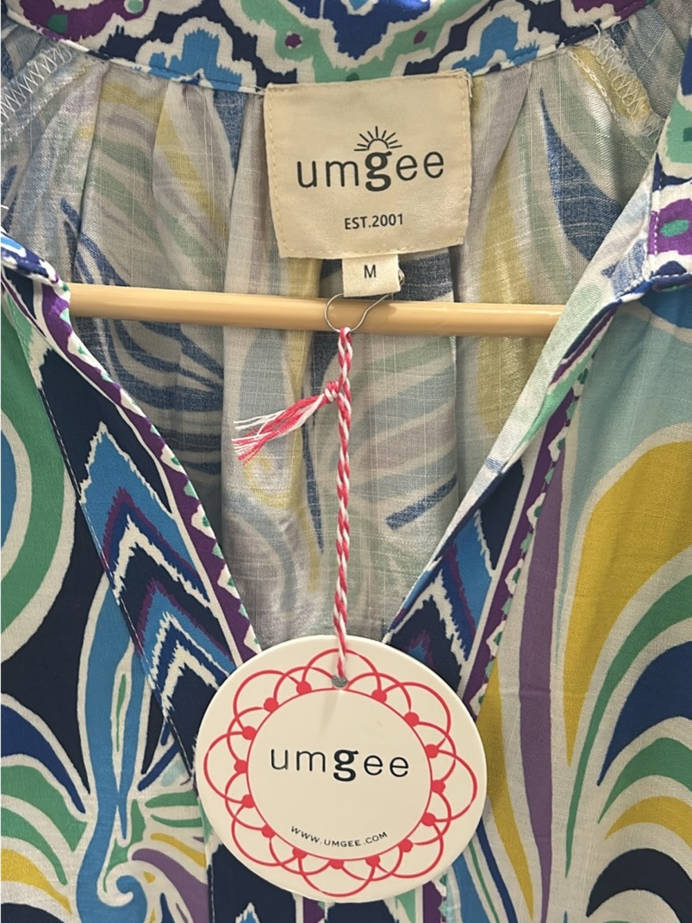Umgee Blue, Green, Yellow & White Swirl Maxi Dress - Picture 2 of 3